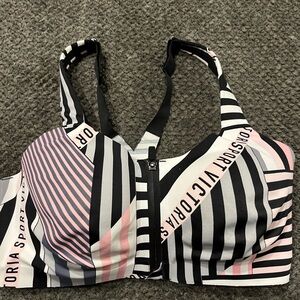 Victoria's Secret Black and Pink Striped Sports Bra Women’s Size 36DDD